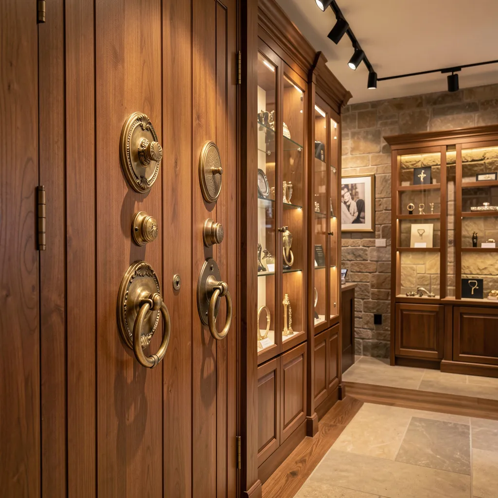 Close-up of hand-forged metal detail on a door knocker