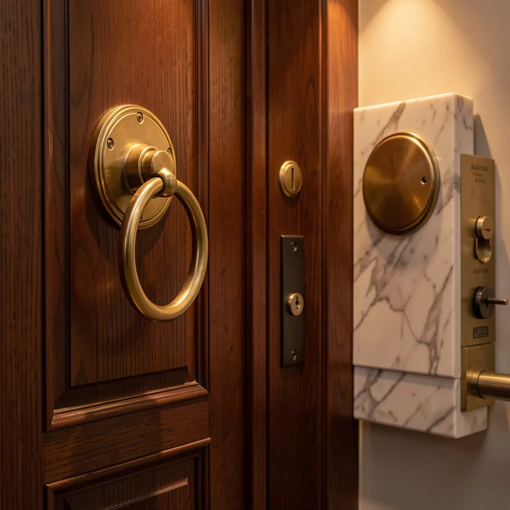 Greek motif knocker on entrance