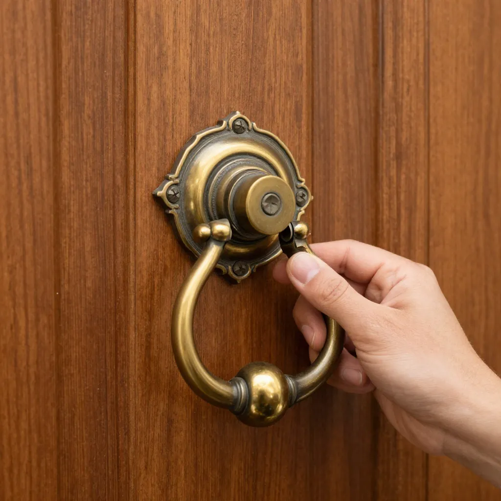 Mythological medusa motif door knocker in bronze