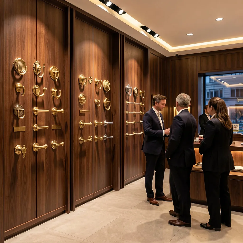 Bronze knocker on timber door